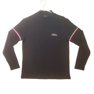 Titleist Golf Mock Neck L/S Shirt Ribbed Medium Vokey BV Wings Embroidered Logo